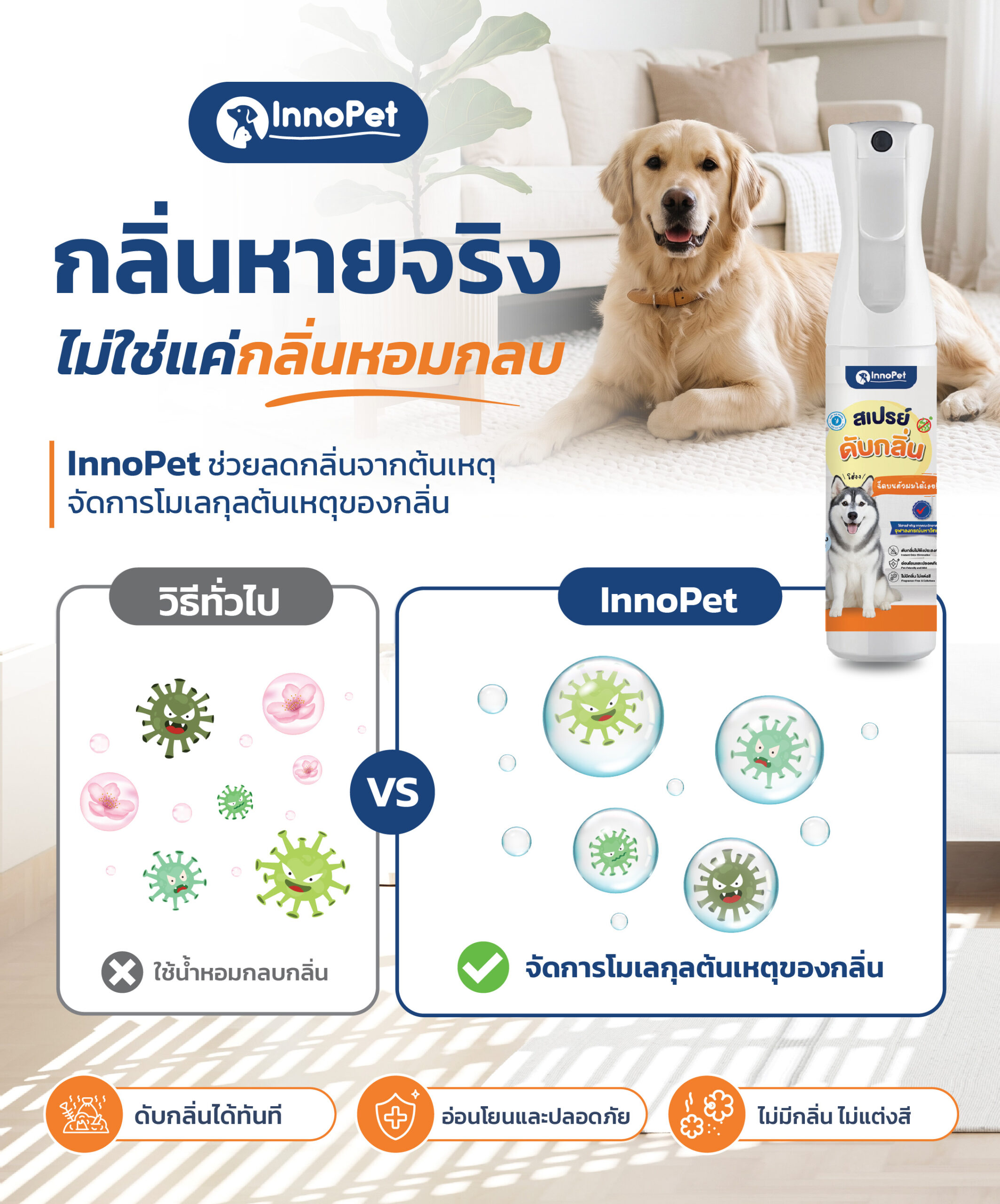 InnoPet กลิ่นหายจริง ไม่ใช่แค่กลบด้วยน้ำหอม